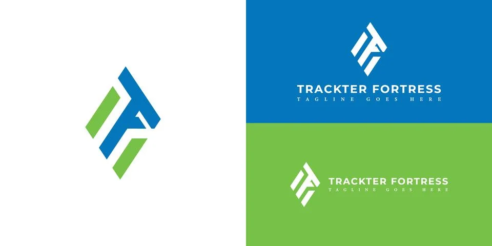 Abstract initial letter TF or FT logo in blue-green color Stock Illustration