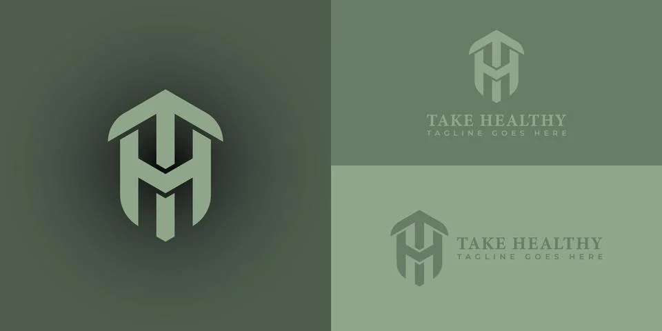 Abstract initial letter TH or HT logo in soft green color Stock Illustration