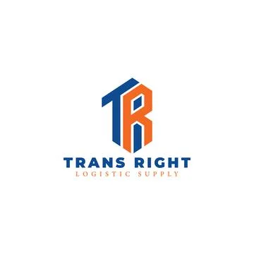 Abstract initial letter TR or RT logo in blue-orange color isolated in white Stock Illustration