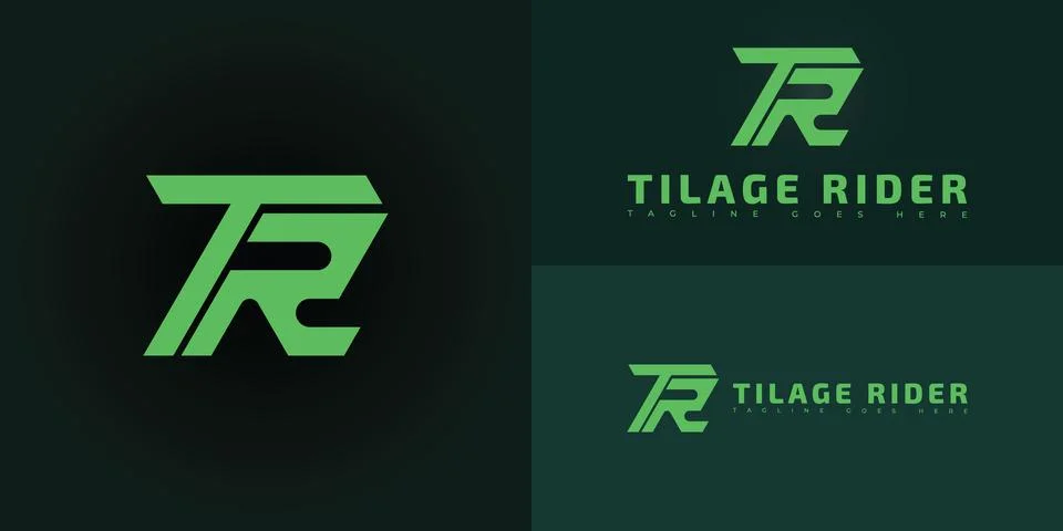 Abstract initial letter TR or RT in green color Stock Illustration
