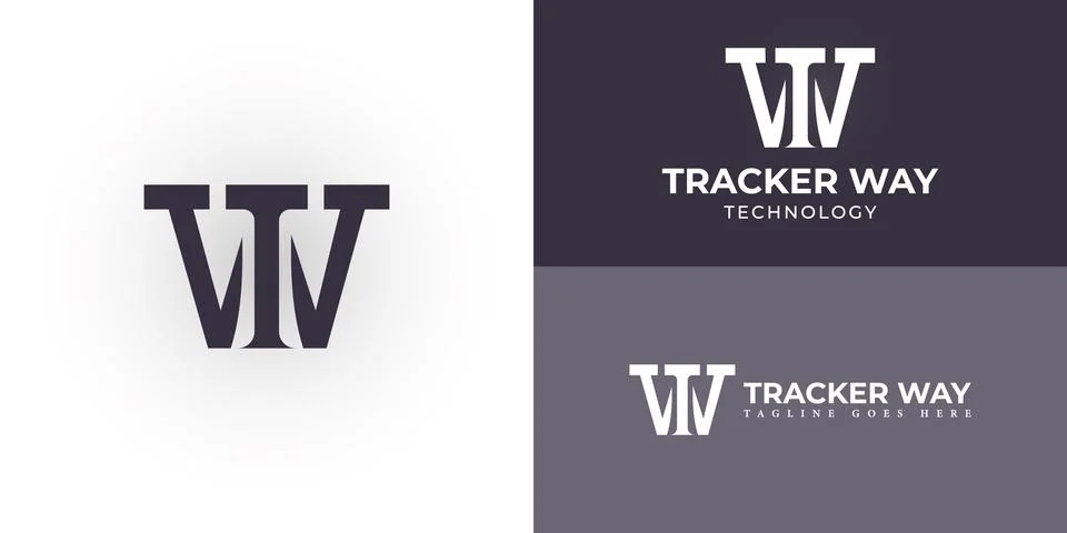 Abstract initial letter TW or WT logo in soft purple color Stock Illustration