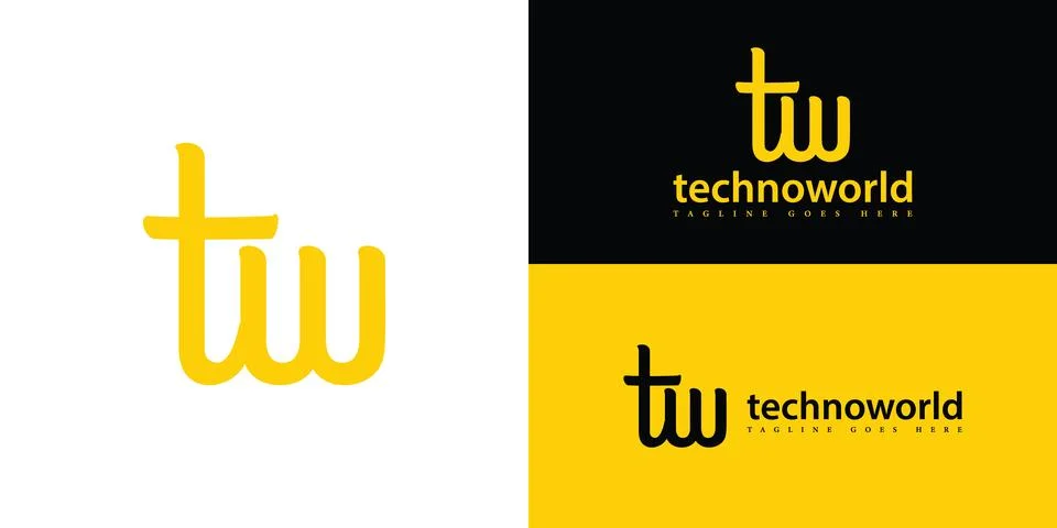 Abstract initial letter TW or WT logo in yellow color Stock Illustration