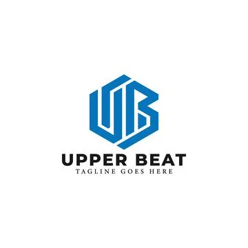 Abstract initial letter UB or BU logo in blue color isolated in white Stock Illustration