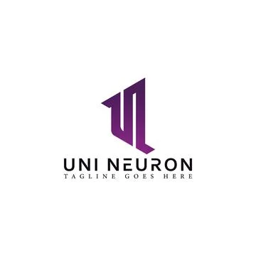 Abstract initial letter UN or NU logo in violet color isolated in white Stock Illustration