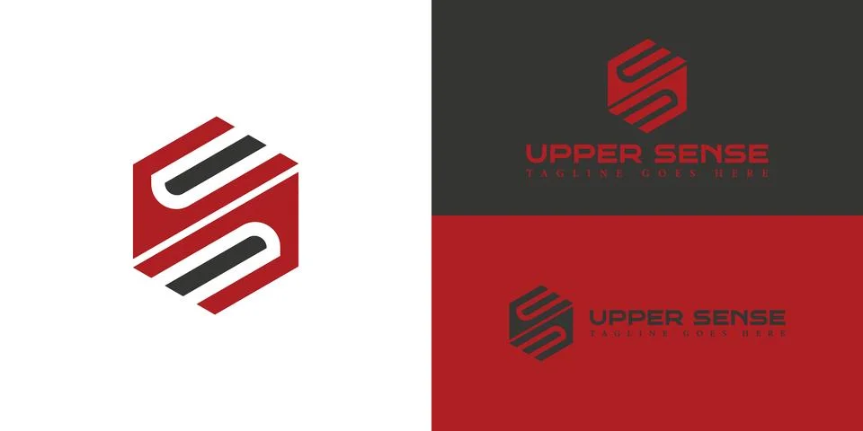 Abstract initial letter US or SU logo in black and red color Stock Illustration