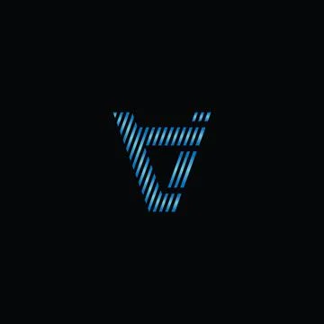 Abstract initial letter V and C logo in blue color isolated in black background Stock Illustration