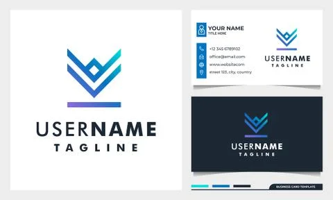 Abstract initial letter V logo design with business card template Stock Illustration