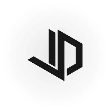 Abstract initial letter VD or DV logo in black color isolated in white Stock Illustration
