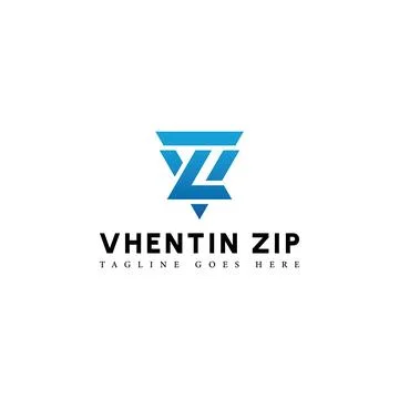 Abstract initial letter VZ or ZV logo in blue color isolated in white Stock Illustration