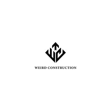 Abstract initial letter W and C logo in black color isolated in rectangle shape Stock Illustration