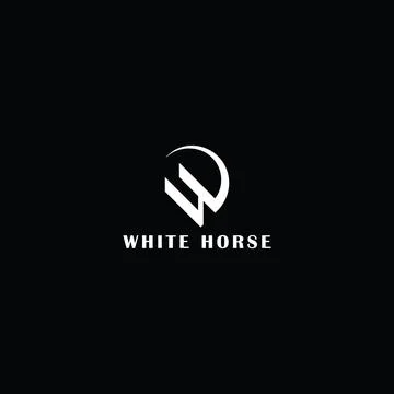 Abstract initial letter W and H logo in white color isolated in black background Stock Illustration