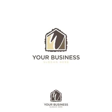 Abstract initial letter W and House logo applied Stock Illustration