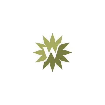 Abstract initial letter W in green color isolated in white background Stock Illustration