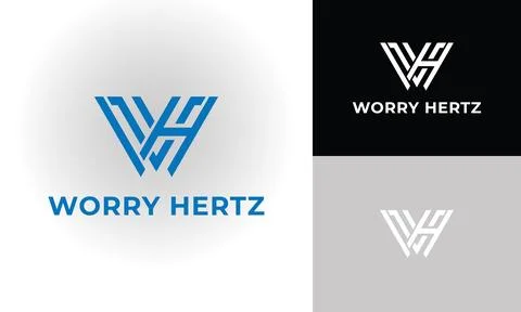 Abstract initial letter WH or HW logo in blue color isolated in white background Stock Illustration