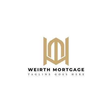Abstract initial letter WM or MW logo in gold colors isolated in white Stock Illustration