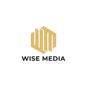 Abstract initial letter WM or MW logo in gold color isolated in white background Stock Illustration