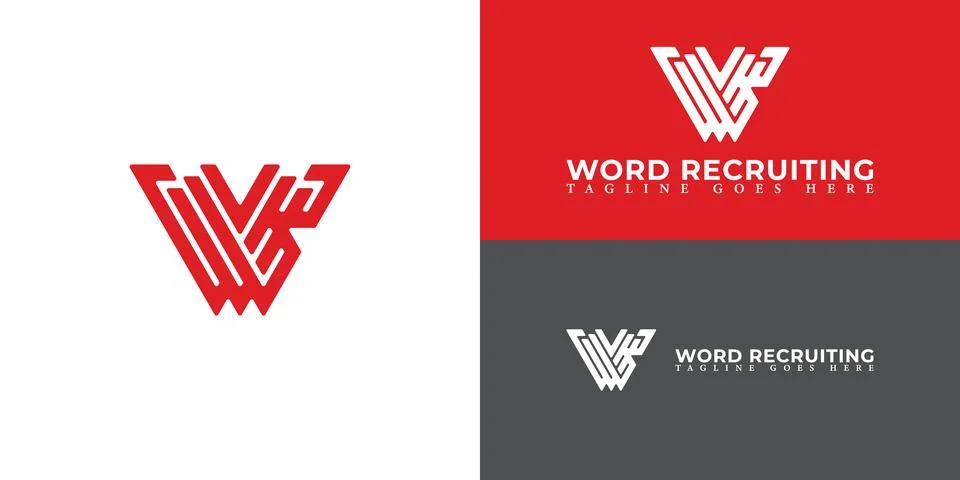 Abstract Initial letter WR or RW triangle monogram cool modern logo in red color Stock Illustration