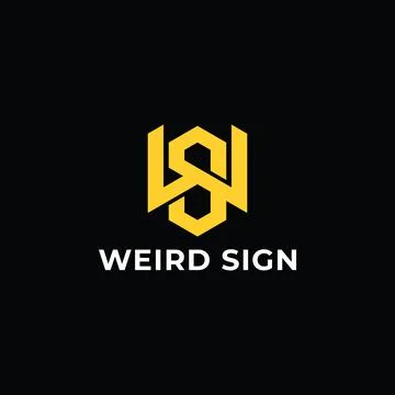 Abstract initial letter WS or SW logo in yellow color isolated in black Stock Illustration