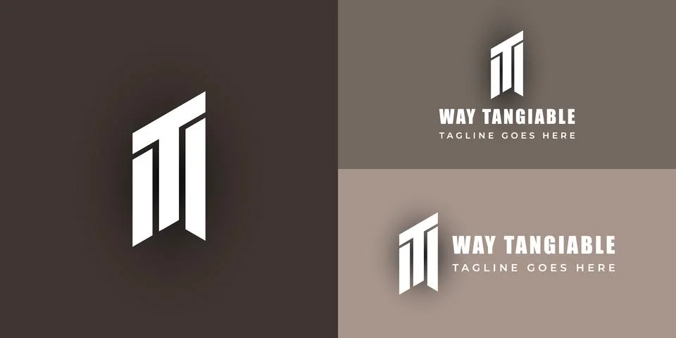 Abstract initial letter WT or TW logo in white color isolated in brown Stock Illustration
