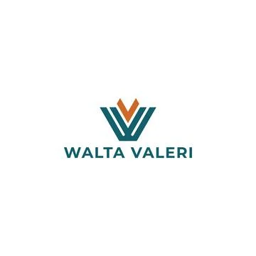 Abstract initial letter WV or VW logo in blue color isolated in white background Stock Illustration
