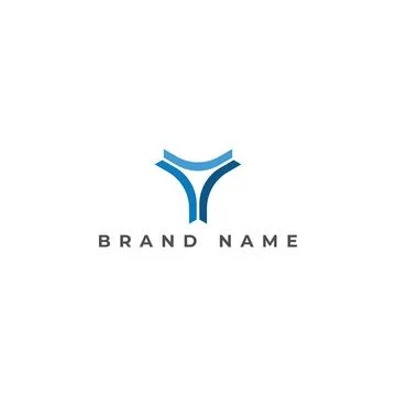 Abstract initial letter Y or YY logo in blue color Stock Illustration