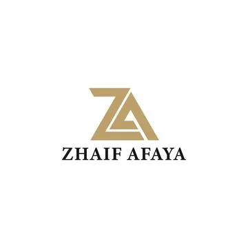 Abstract initial letter ZA or AZ logo in gold color isolated in white background Stock Illustration