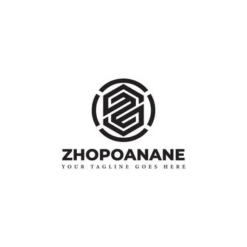 Abstract initial letter ZO or OZ logo in black color isolated in white Stock Illustration