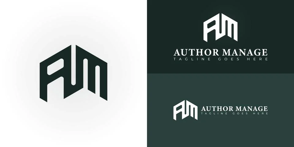 Abstract initial letters AM or MA logo in green color Stock Illustration
