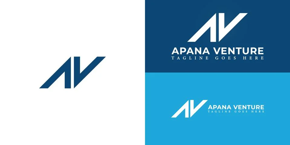 Abstract initial letters AV or VA logo in blue color Stock Illustration