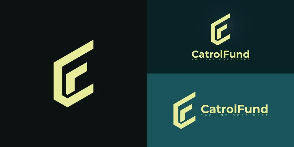 Abstract initial letters CF or FC logo in yellow color Stock Illustration
