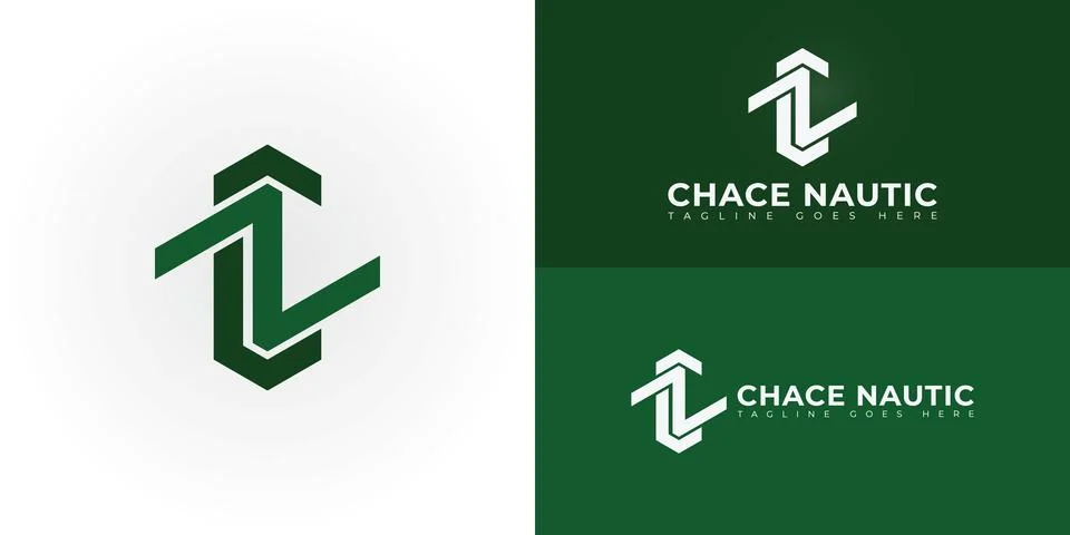 Abstract initial letters CN or NC logo in green color イラスト素材