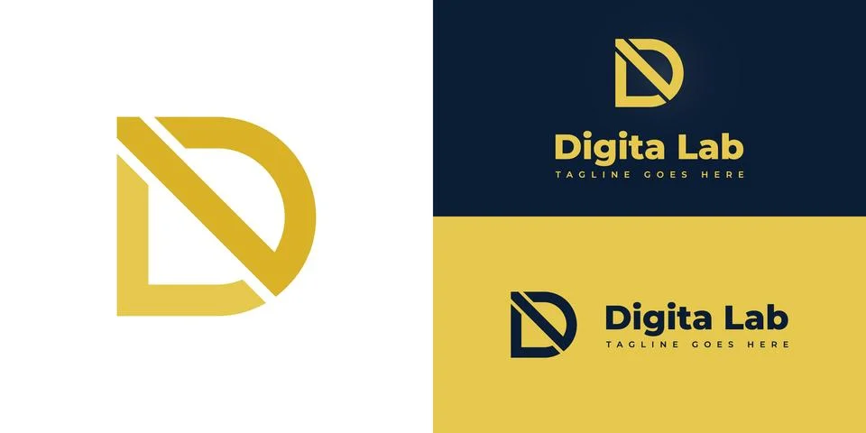 Abstract initial letters D and L in yellow color Stock Illustration