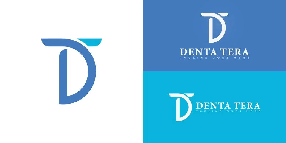 Abstract initial letters DT or TD logo in blue color Stock Illustration
