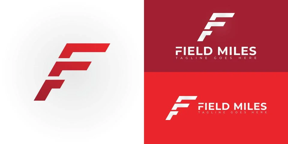 Abstract initial letters FM or MF logo in red color Stock Illustration