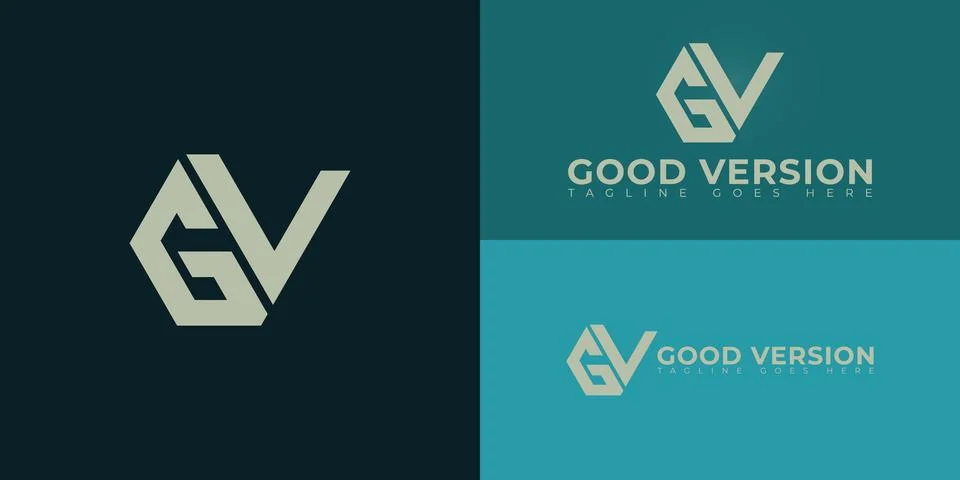 Abstract initial letters GV or VG logo in gold color Stock Illustration