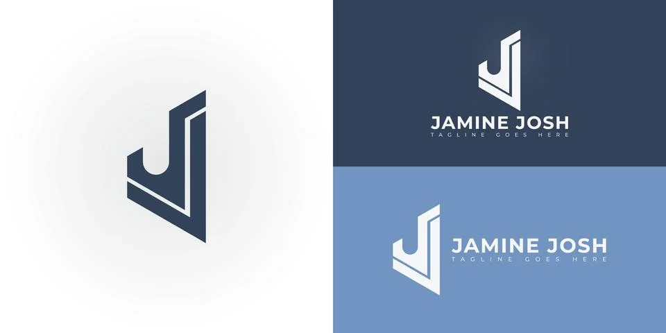 Abstract initial letters J or JJ logo in blue-grey color Stock Illustration