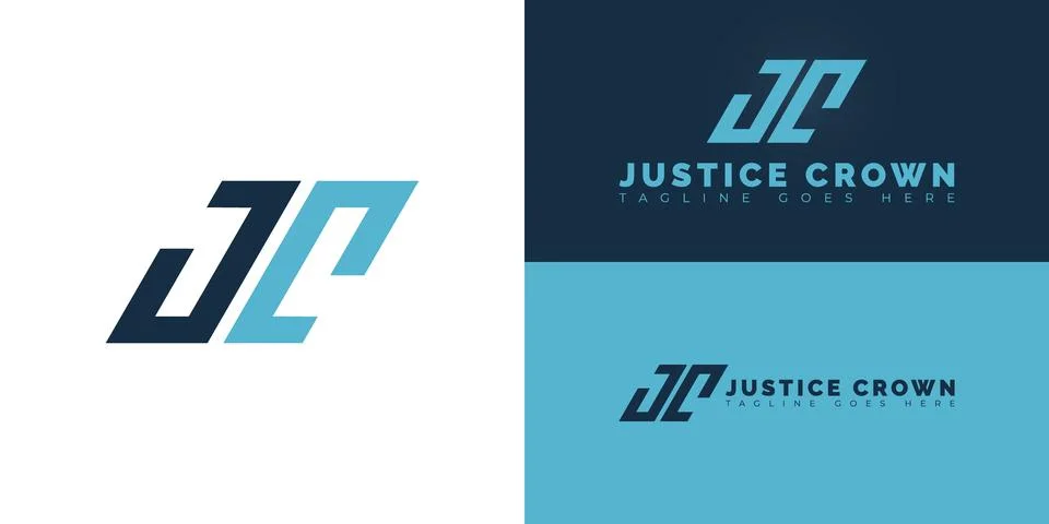 Abstract initial letters JC or CJ logo in blue color Stock Illustration