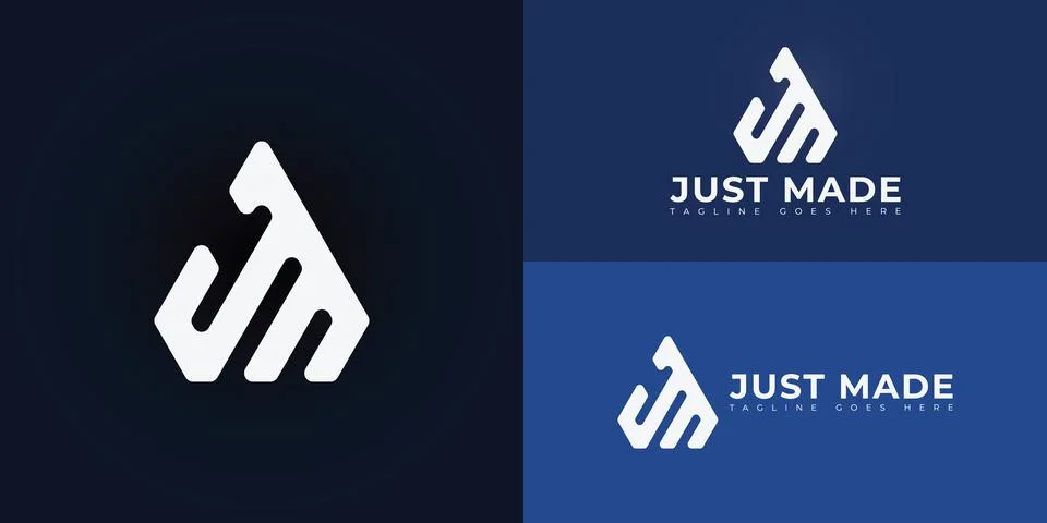 Abstract initial letters JM or MJ logo in white color Stock Illustration