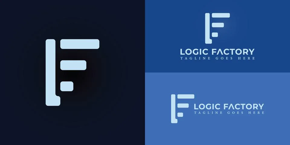Abstract initial letters LF or FL logo in white-blue color Stock Illustration