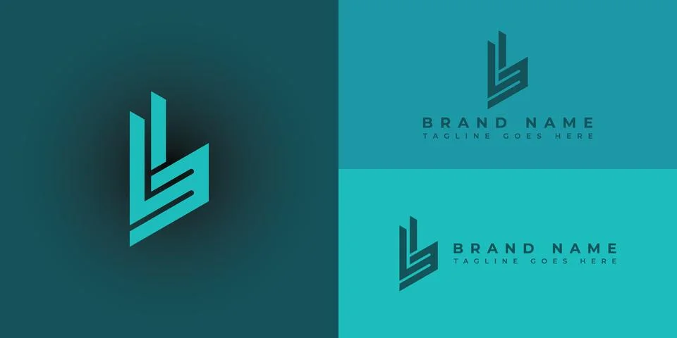 Abstract Initial letters LM or ML logo in blue cyan color Illustrazione stock