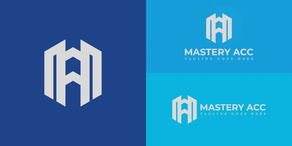 Abstract initial letters MA or AM logo in white color Stock Illustration