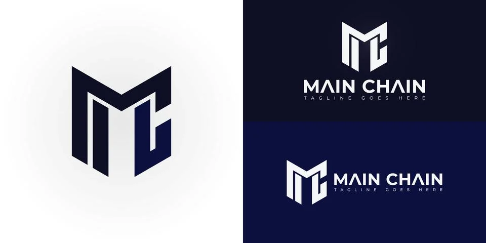 Abstract initial letters MC or CM logo in blue color イラスト素材