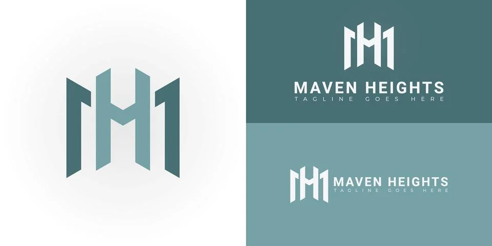 Abstract initial letters MH or HM logo in green color Stock Illustration