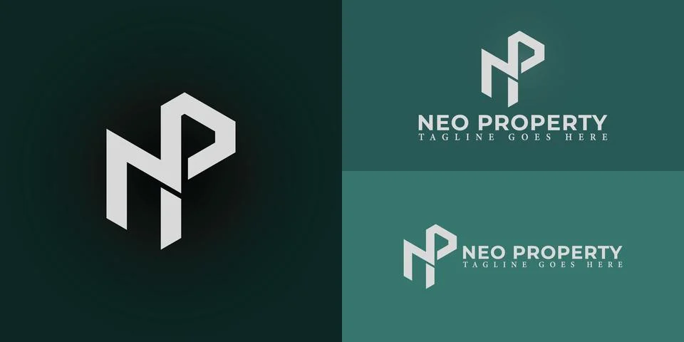 Abstract initial letters NP or PN logo in white color Stock Illustration