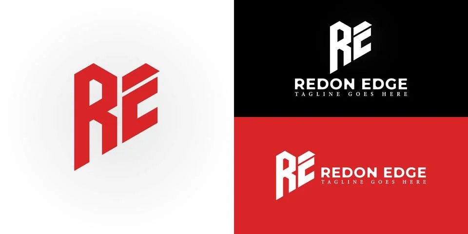 Abstract initial letters RE or ER logo in red color Stock Illustration