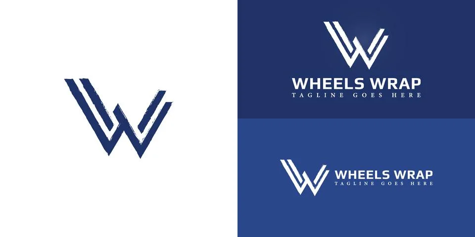 Abstract initial letters W or WW logo in blue color Stock Illustration