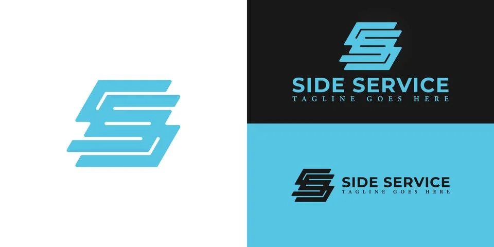 Abstract initial lines letters S or SS logo in blue color Stock Illustration