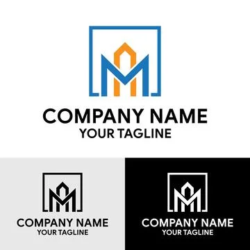 Abstract Initial MA AM Letter with Square Box Vector Logo Design Template Stock Illustration