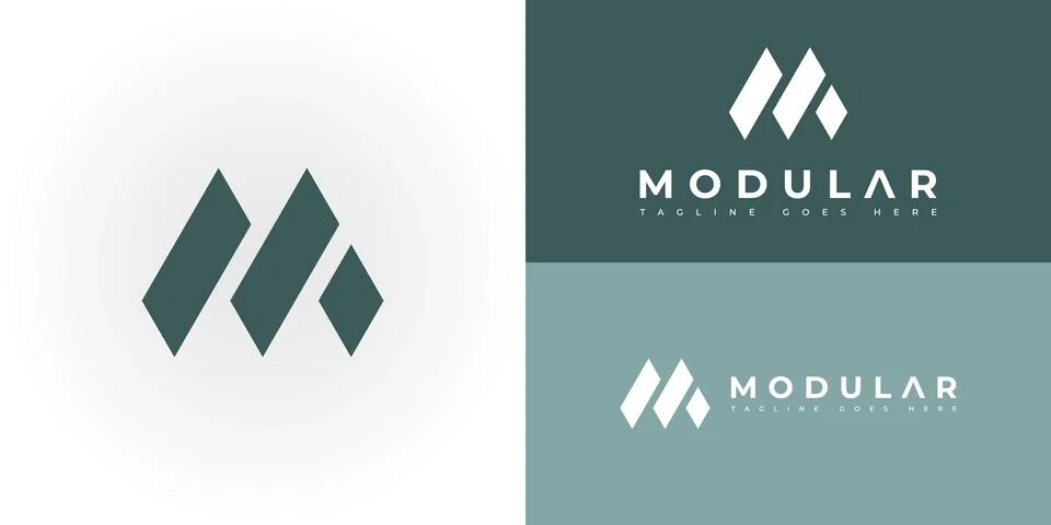 Abstract initial mountain letter M or MM logo in green color Stock Illustration