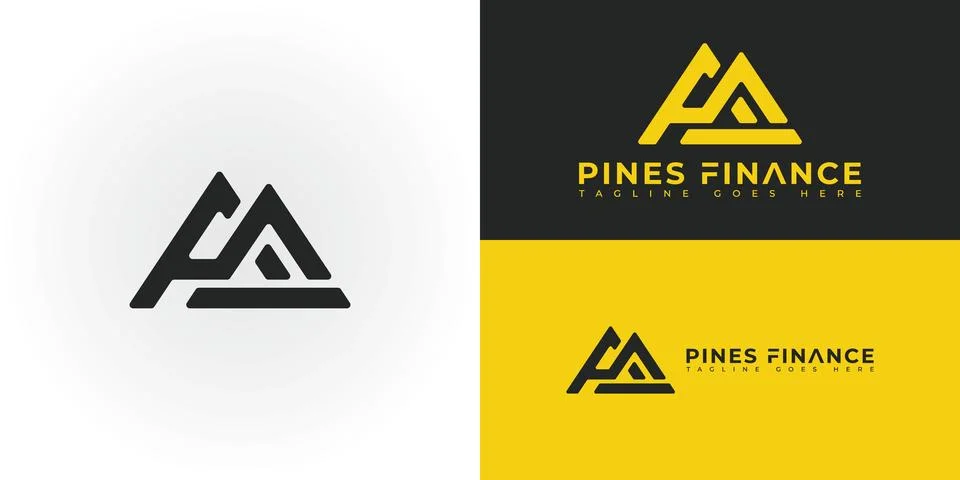 Abstract initial mountain letter PF or FP logo in solid black color Stock Illustration